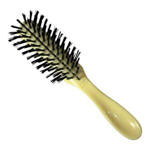 Vintage 7.75" Nylon Black Bristles Hair Brush F300 Ivory Yellow Color Hong Kong